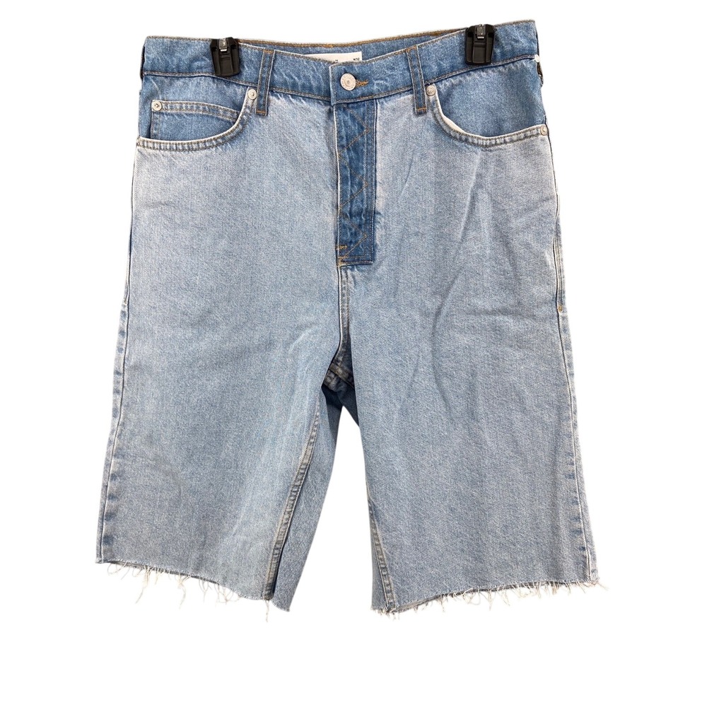 Topman Shorts Mens Sz 34 Slim Cut Off Denim Shorts Raw Hem Pockets Buttons Fly‎